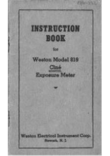 Weston 819 manual. Camera Instructions.